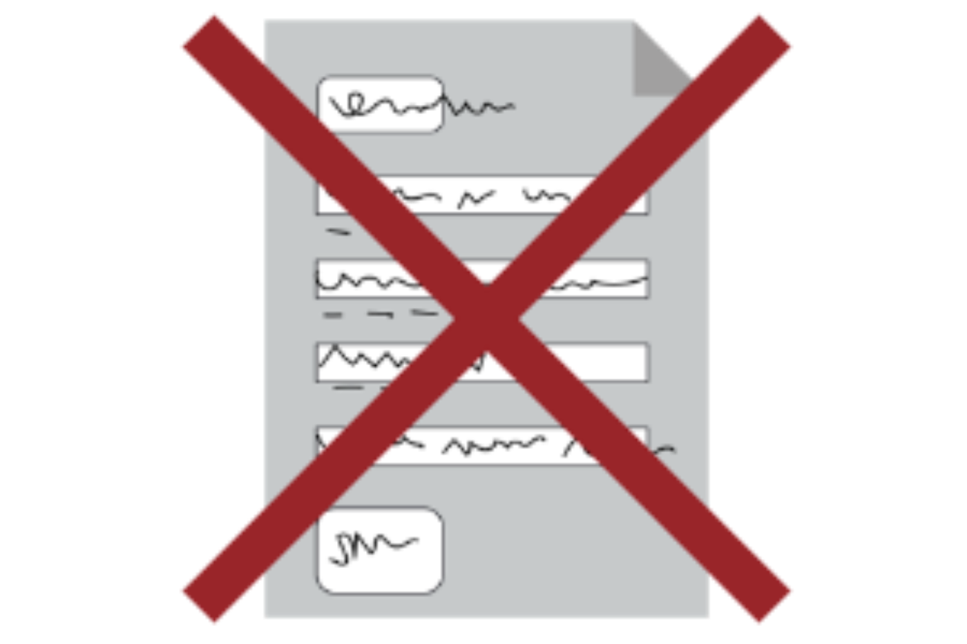 An illustration of the official document with a red cross covering it showing that a person will lose their status as an applicant for international protection.