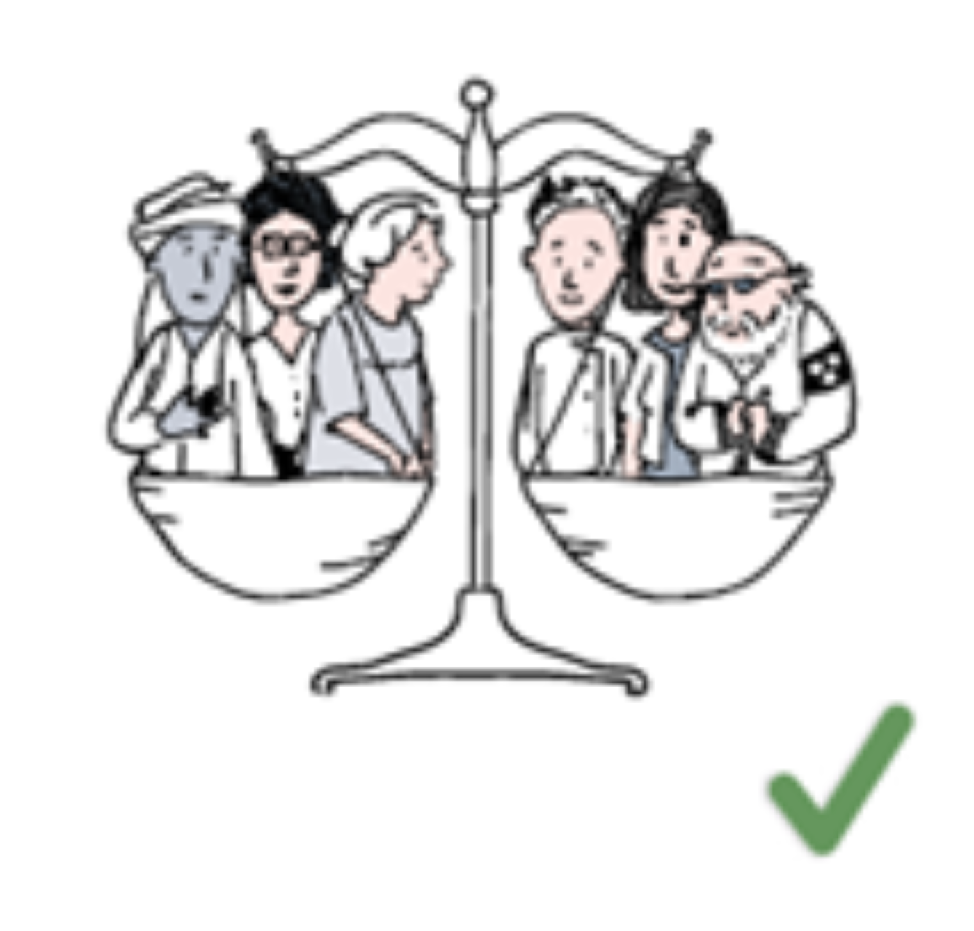 An illustration symbolising that everyone is treated equally before the law. 