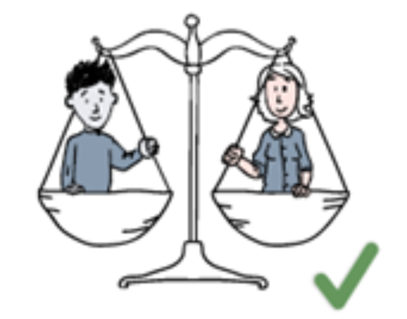 An illustration symbolising equality between women and men 