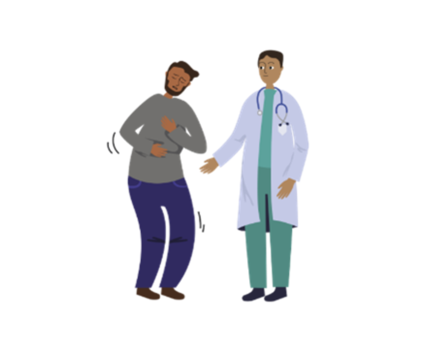 A doctor providing medical assistance to an applicant who is in pain. 